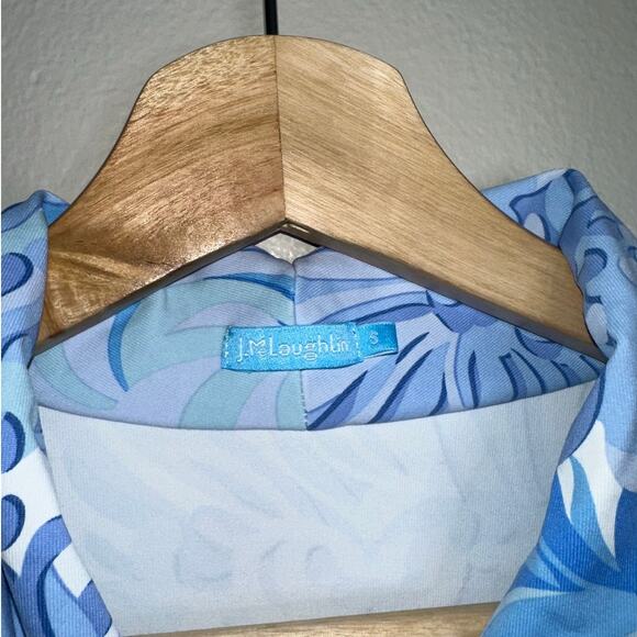 J.McLaughlin Catalina Cloth Wrap Top Blue White Floral Print Size Small - Picture 2 of 5